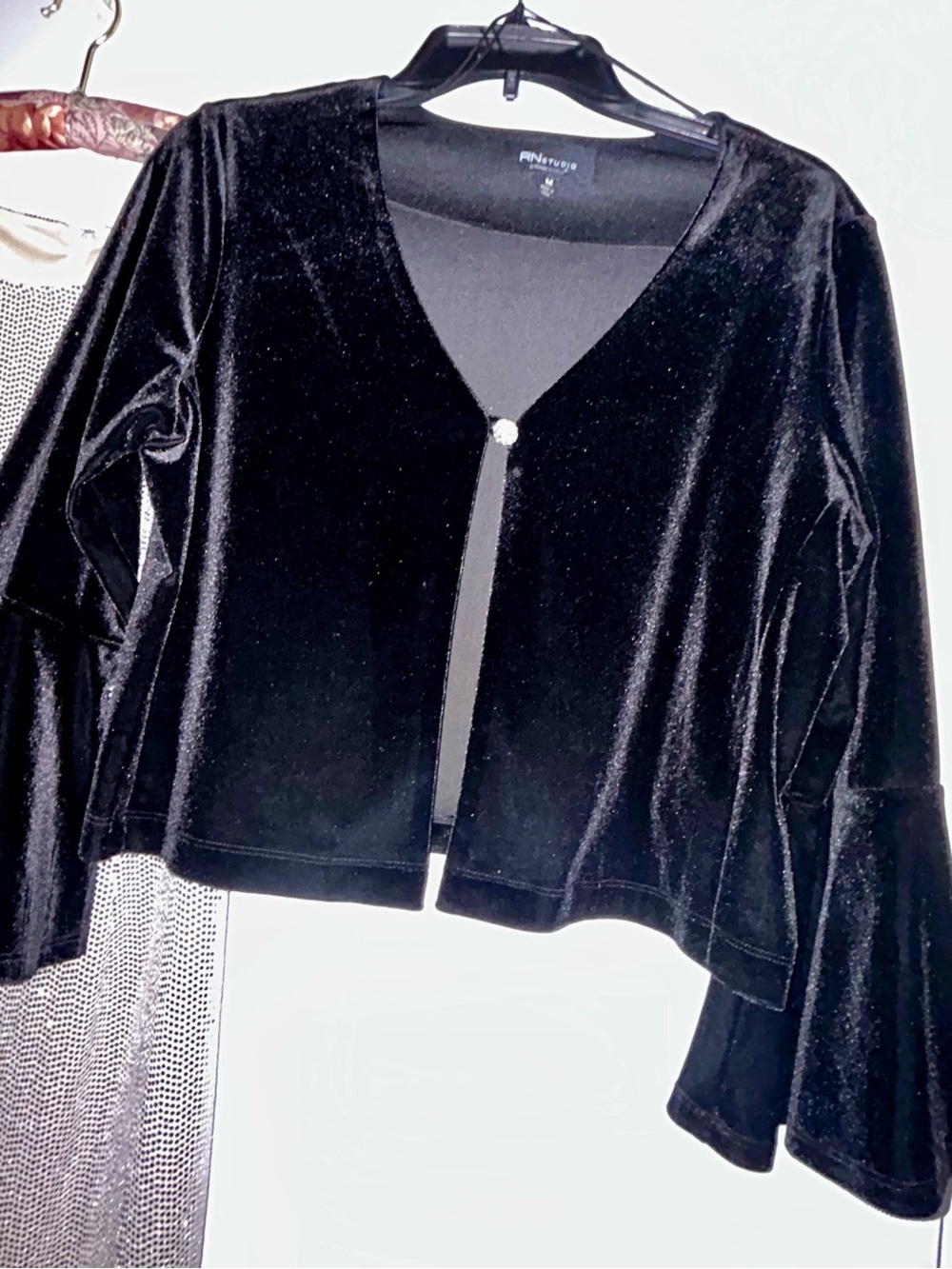 Ronni Nicole Black Velvet like Crop Jacket